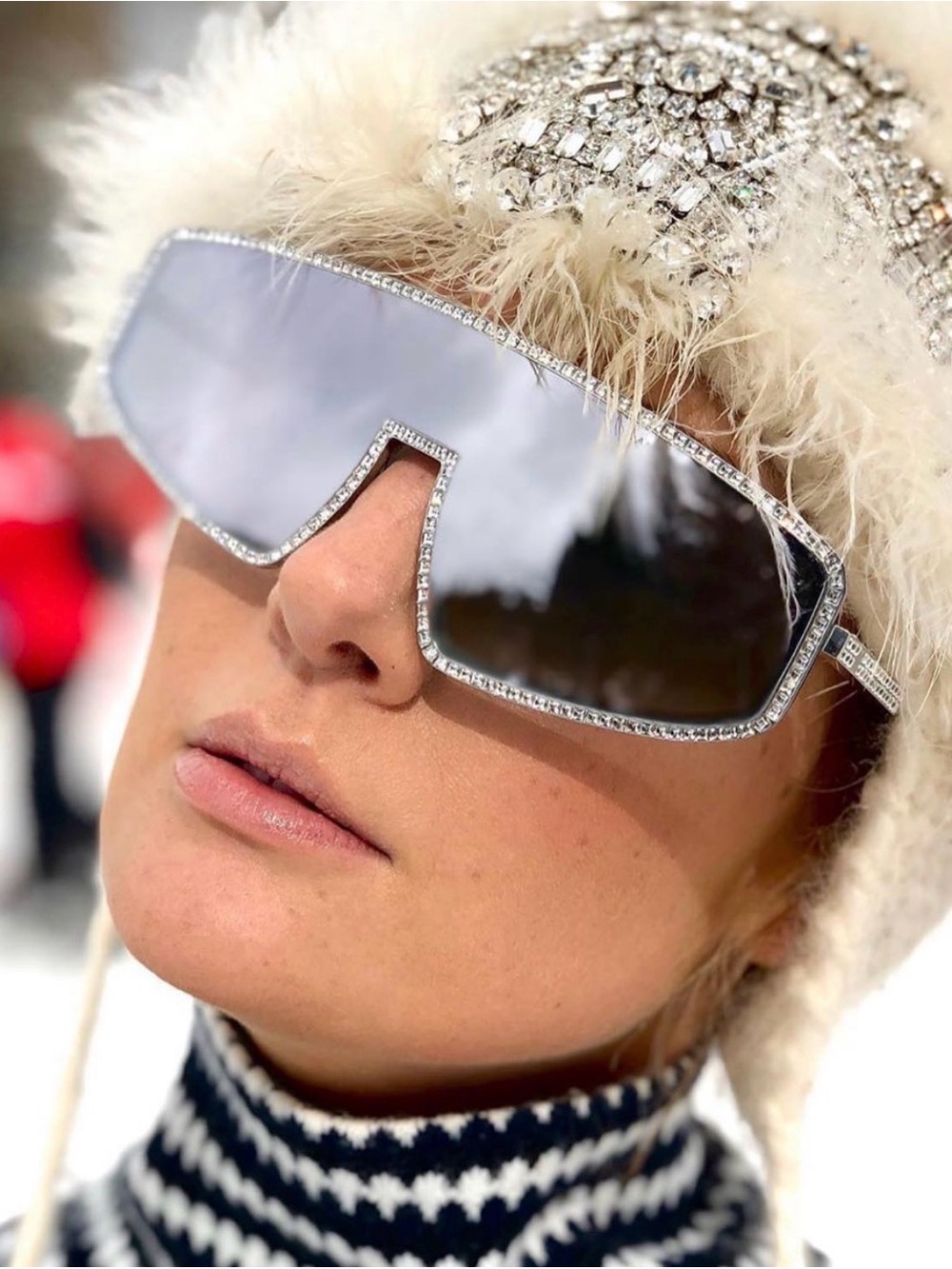 New Anna Karin Karlsson Shady Luv 2.0 White Gold Blush Mirror Shield Sunglasses